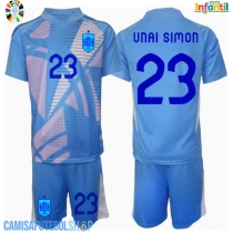 Camisa de time de futebol Espanha Unai Simon #23 Goleiro Replicas 1º Equipamento Infantil Europeu 2024 Manga Curta (+ Calças curtas)